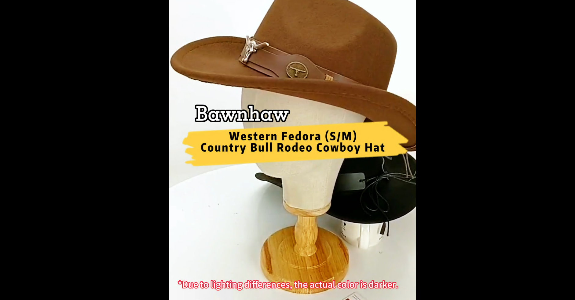 大吉 BRIM UP LONG FELT HAT Felt Fedora Western Cowboy Hat for Women-Men with Longhorn-Bull